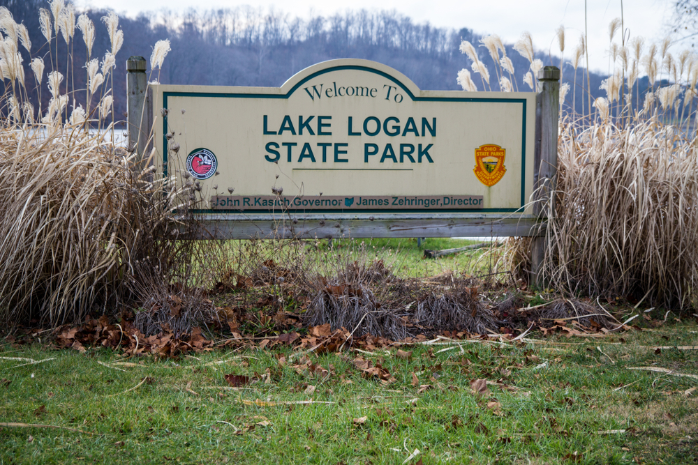 Lake Loga State Park sign in Hocking Hills