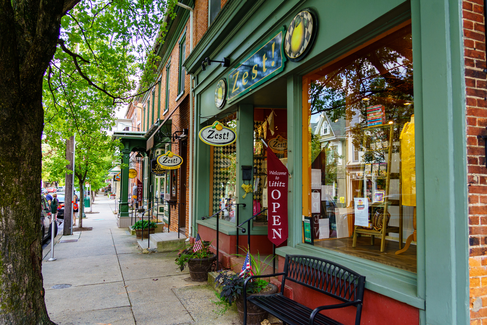 Lititz downtown a small town in Pennsylvania