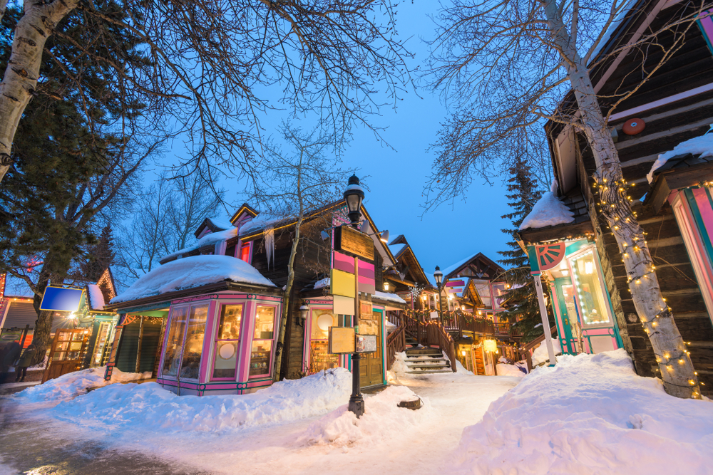 Beautiful wooden cabins in Breckenridge Colorado one of the Christmas vacations in the USA