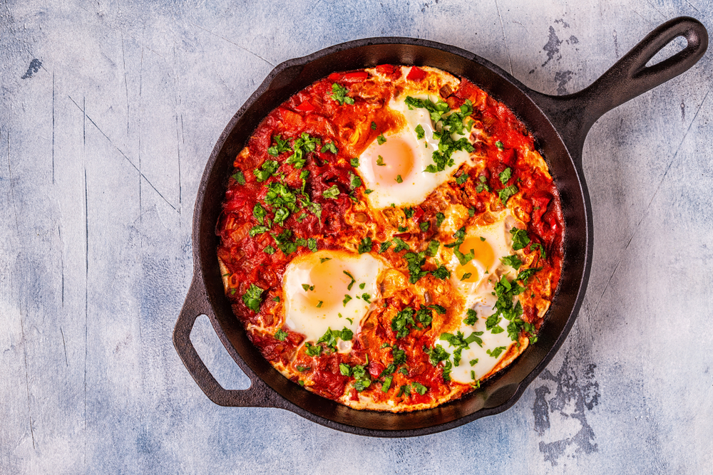 shakshuka in a frying pan best breakfast in paris