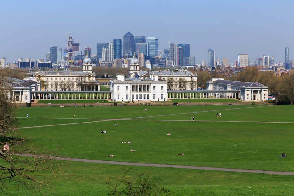 distant view of buildings and white mansion things to do in greenwich