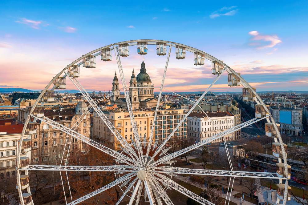 ferris wheel with city view traveling to budapest