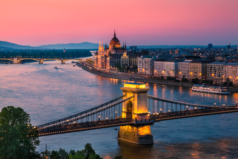 panorama view of a city with a bridge over a river 2 days in budapest