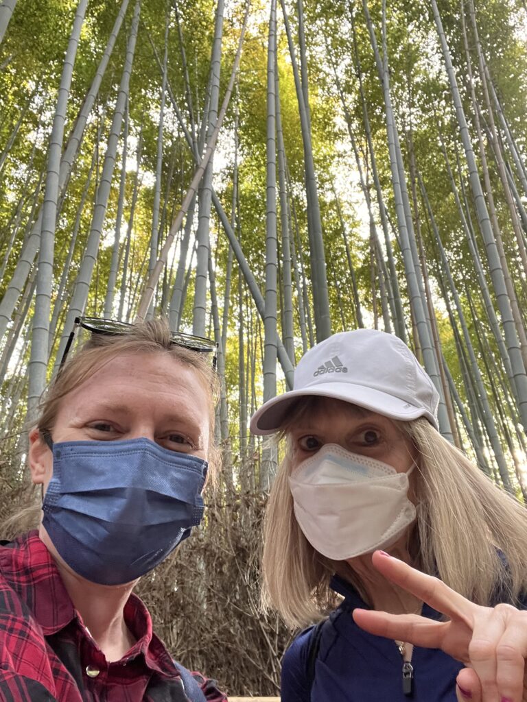 two women in a japanese forest