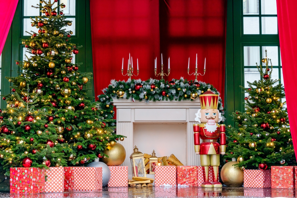 theatre stage with christmas decor