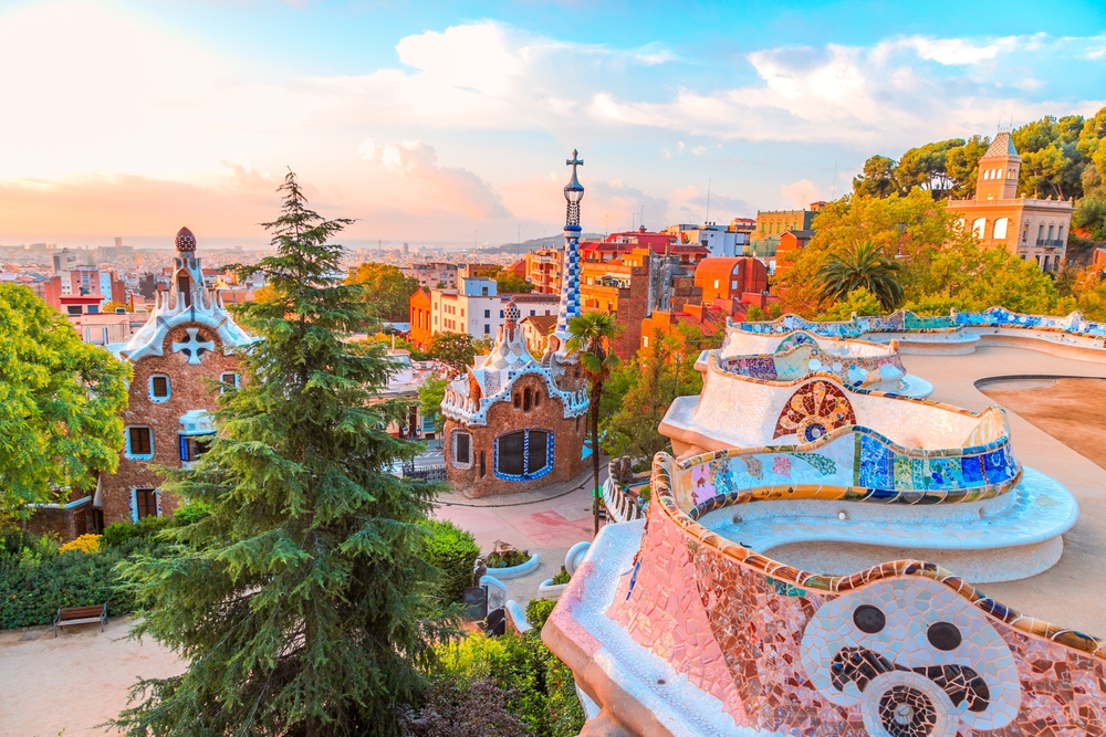 colorful buildings surrounded by trees