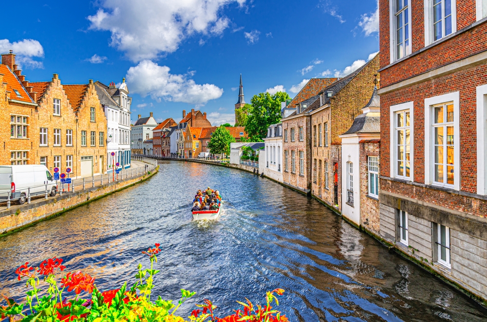 water canal with colorful houses