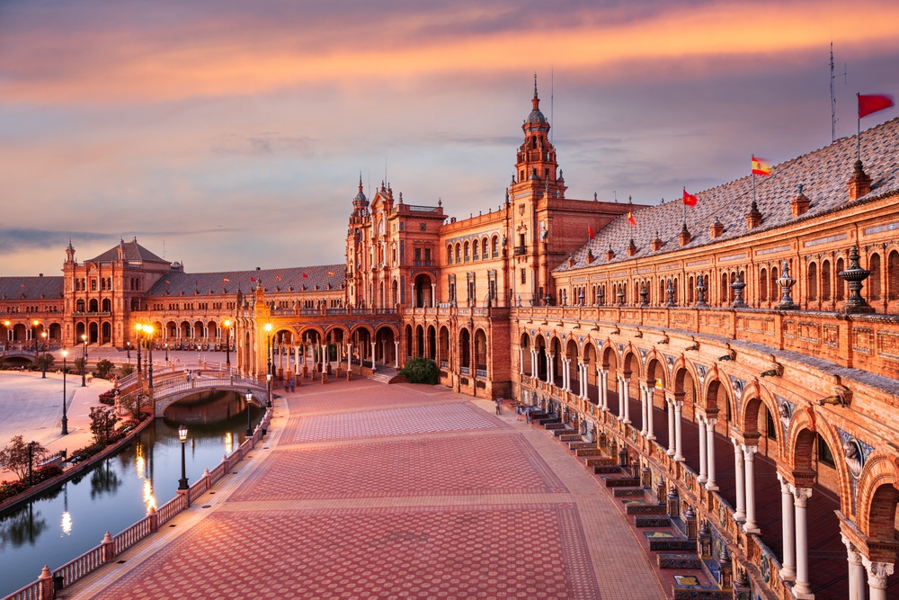 evening time in a spanish square