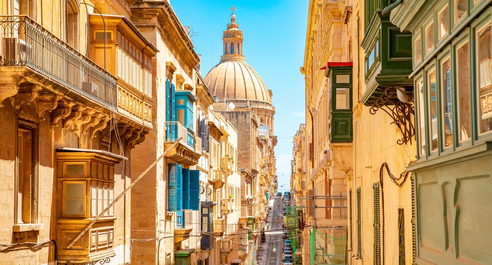 old town street with basilica spring in europe