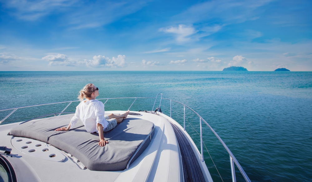woman on a luxury boat yacht