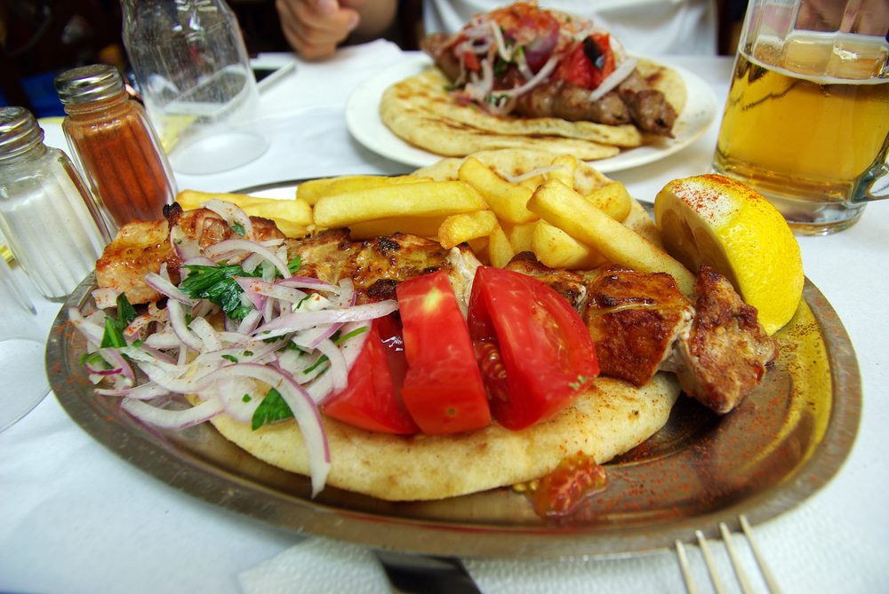souvlaki with fries