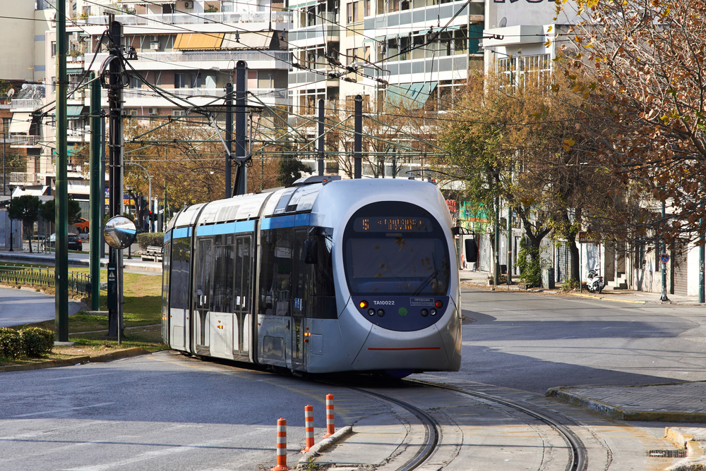 tram train on the road