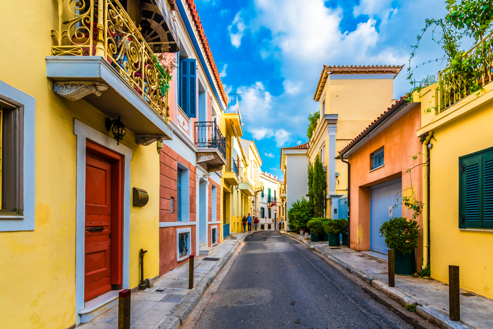 colorful houses on a street things to do in athens