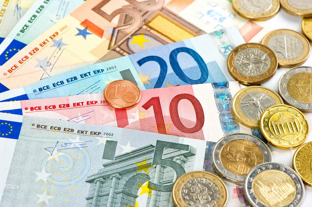 euro currency notes and coins