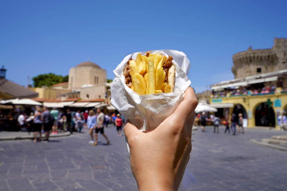 pitas gyros wrapped in a tissue