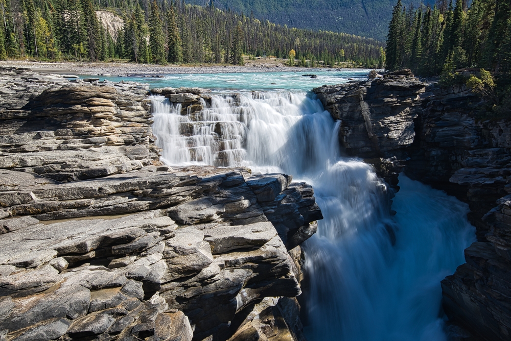 waterfall cascading icefields parkway