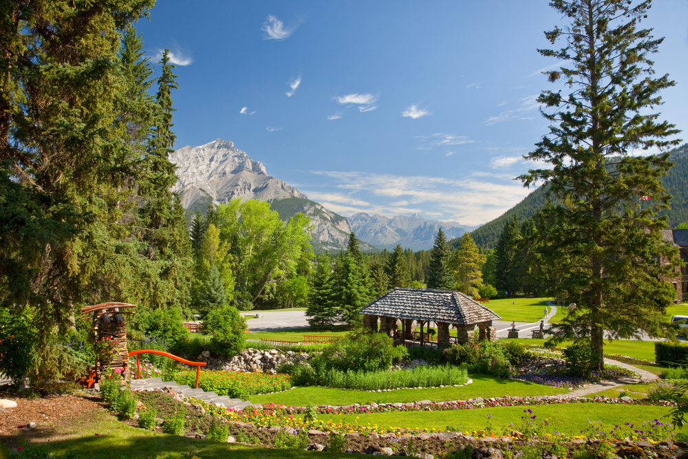 garden with mountains surrounding things to do in banff