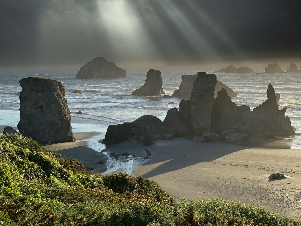 seastacks on a beach