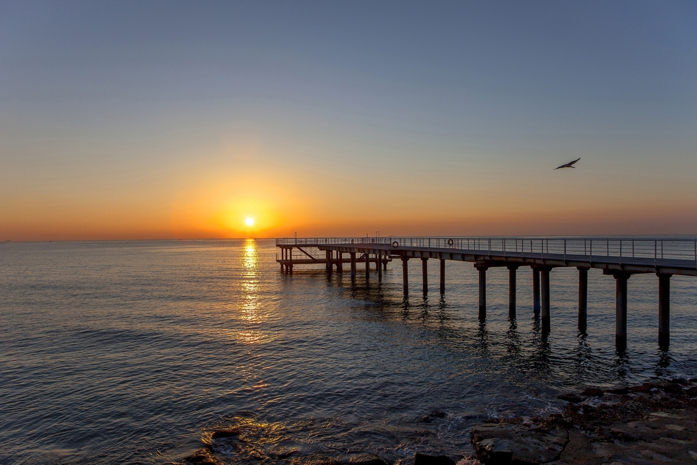sunrise view of a deck observatory
