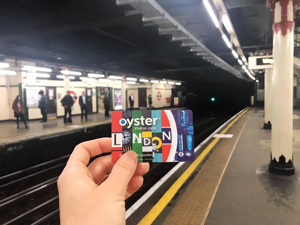 Photo of underground London Metro with female white hand holding colorful subway ticket  First time in London