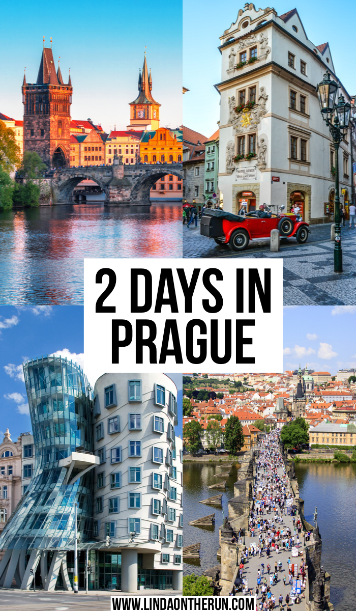 Collage of four photos with the words "2 days in Prague"