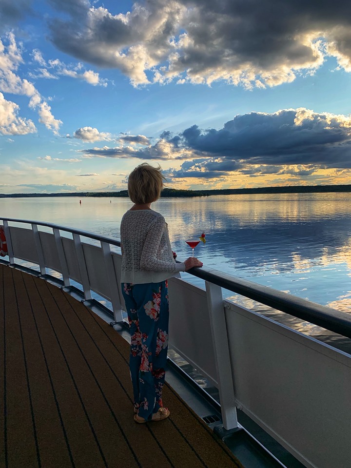 Russian River Cruise Linda looking at sunset