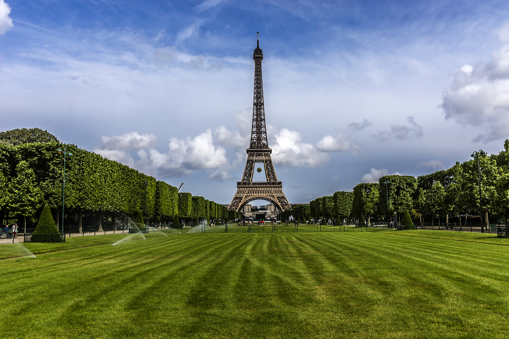 The Eiffel Tower as seen from the Champs de Mars.