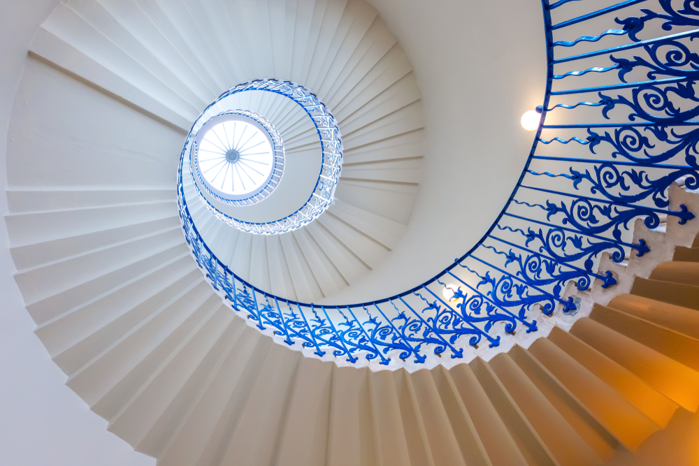 View looking up the beautiful Tulip Stairs in London.