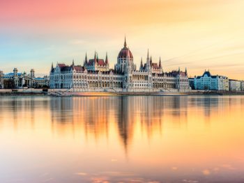 Hungarian Parliament Building in the sunset