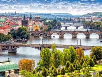 The Vltava River bisects Prague Czechia