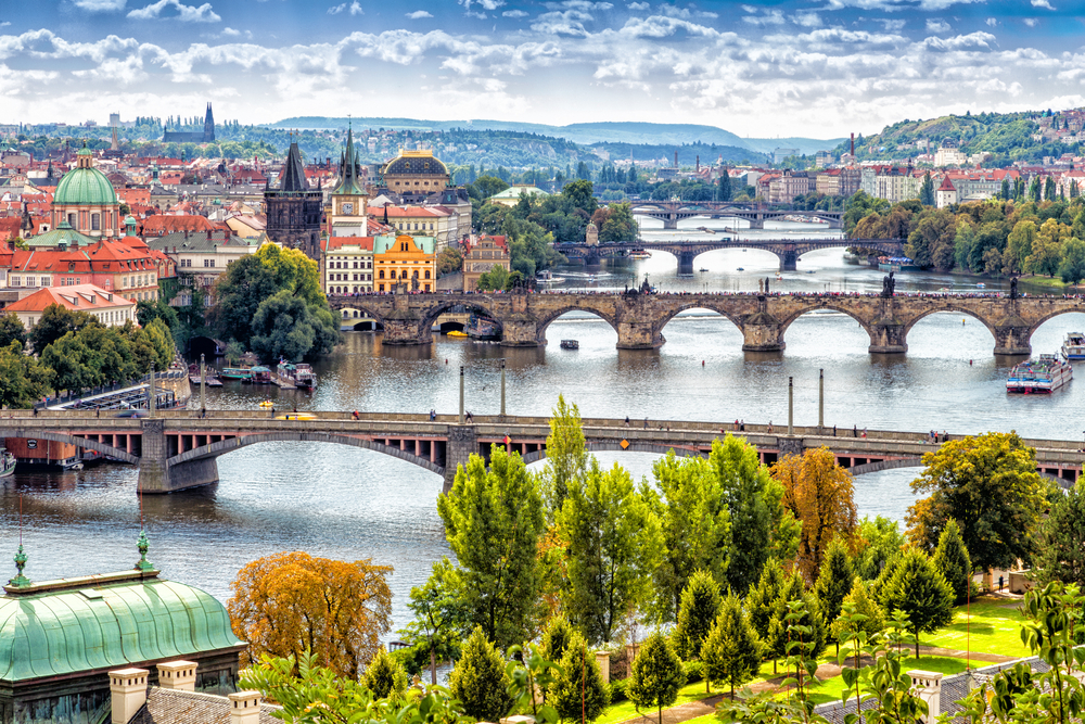 The Vltava River bisects Prague Czechia
