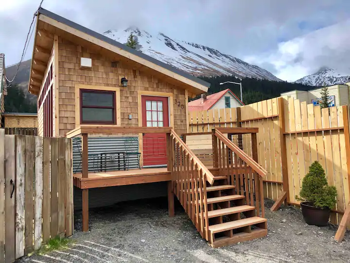 This unique Seward Airbnb is near downtown, yet offers privacy and quiet. And great views of the mountains!