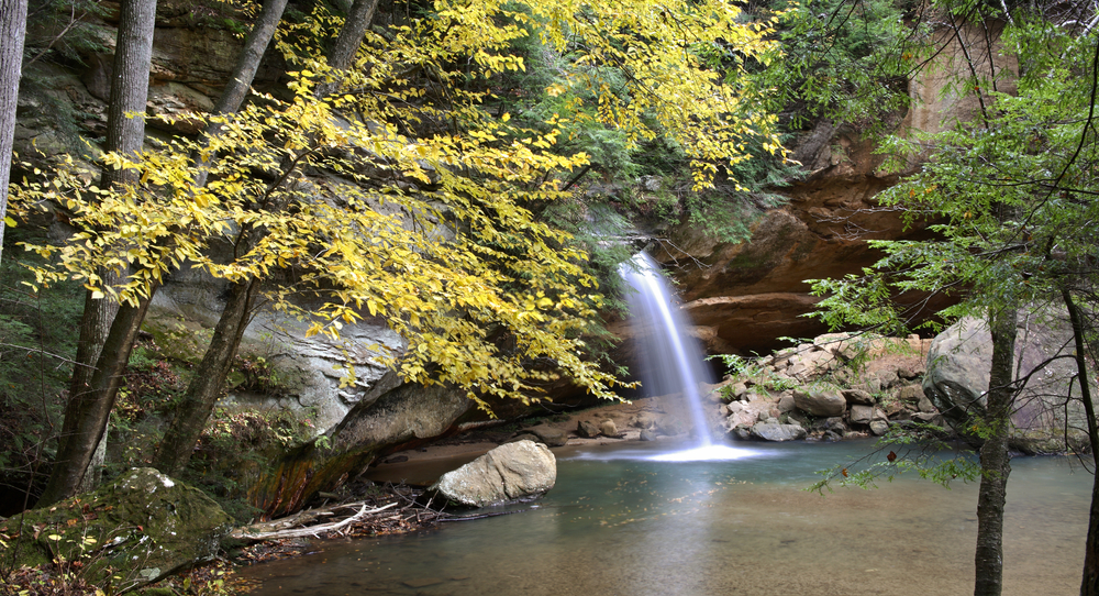 Hocking Hills State Park is one of the best places to see fall foliage in ohio.