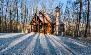 snowy log cabin cabins in Pennsylvania