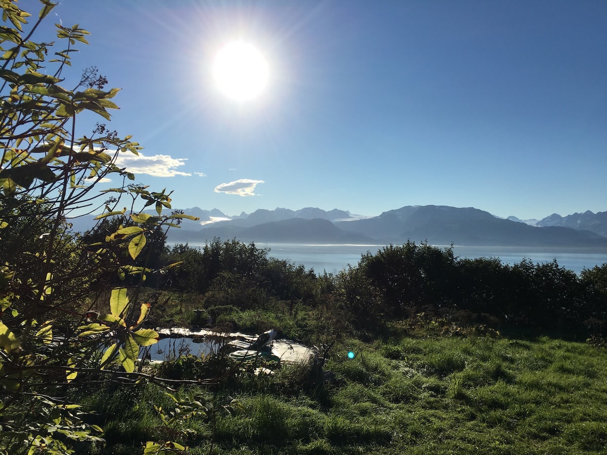 Spectacular sea, ocean, and mountain views from the lighthouse cabin on Kilcher Island.