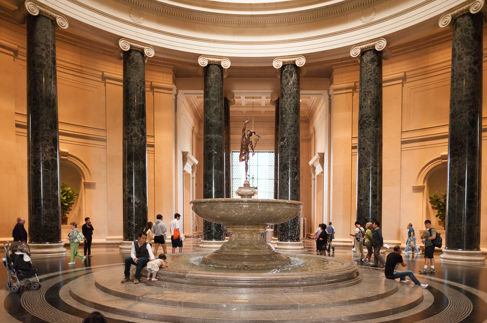 The fountain in the entrance to the National Gallery of Art.