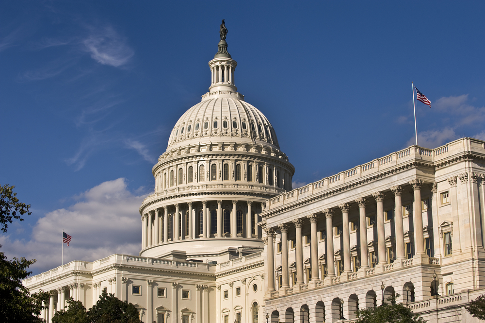 View of the U.S. Capitol Building from outside.