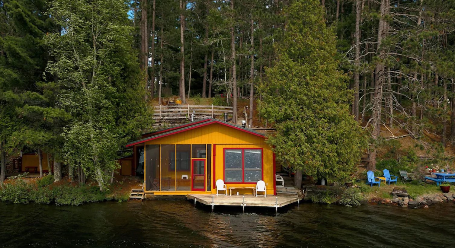 One of the best cabins in Minnesota that is right on the lake surrounded by a dense forest