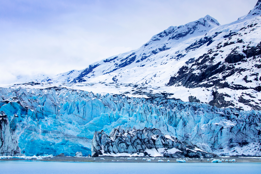 Rugged, blue glacier in Alaska's Glacier Bay National Park