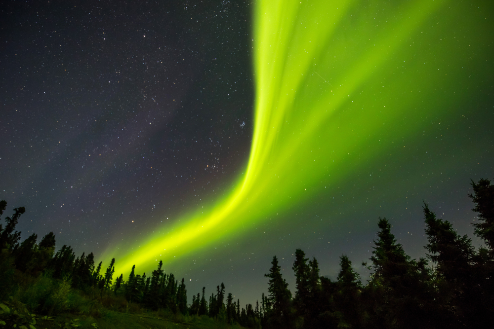 Northern lights in the sky Alaska in September