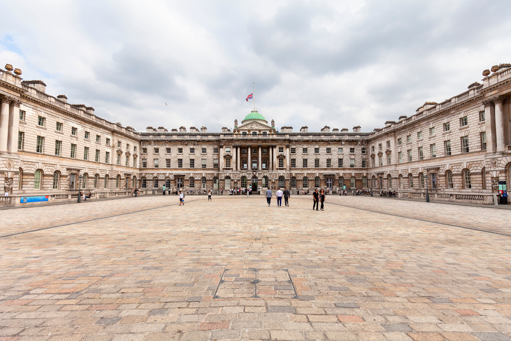 Neoclassical building Somerset House. This picture shows the courtyard and the building.  