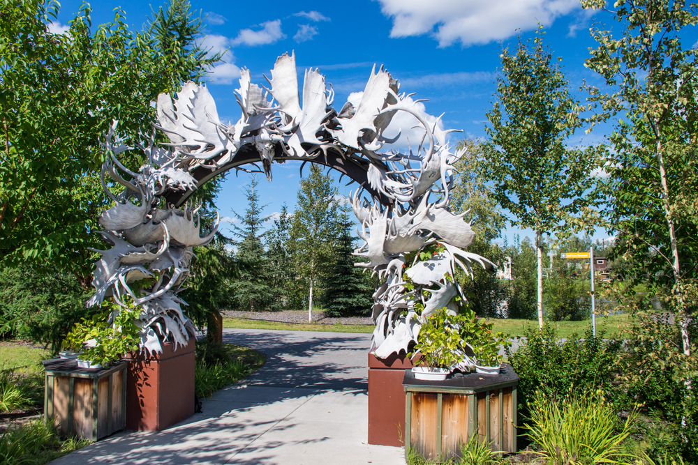 Antler Arch, built from moose and reindeer horns it is one of the things to do in Fairbanks 