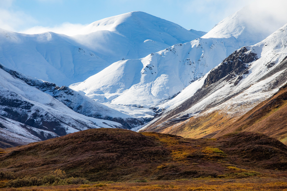 Snow capped mountains