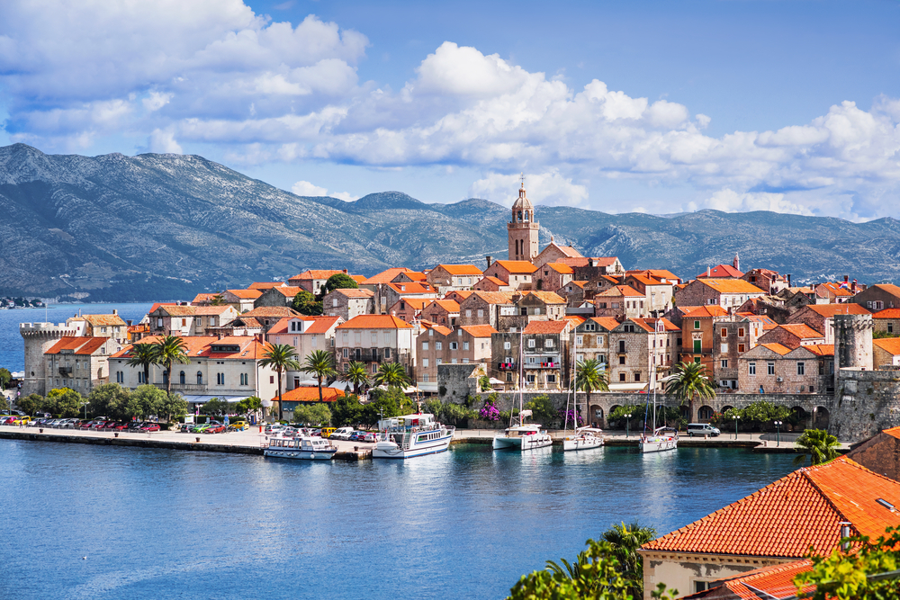 View of the historic town of Korčula on the water, one of the Best Day Trips from Dubrovnik.