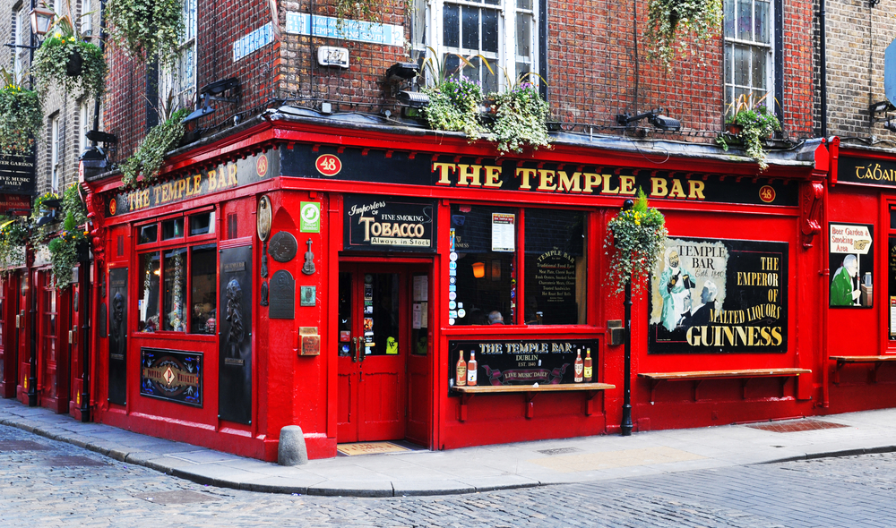 Temple Bar is a famous landmark in Dublins cultural quarter visited by thousands of tourists every year.