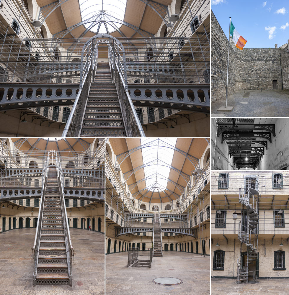 Collage of Interior of Kilmainham Gaol one of the places to vissit on 3 days in Dublin. 