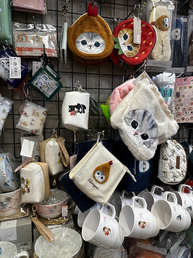 A collection of cat themed cute items at a shop in Tokyo one of the most unusual things to do in Japan