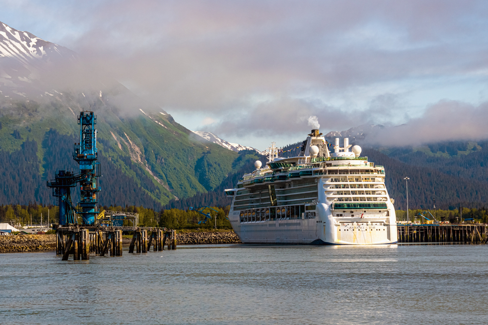 The Radiance of the Seas, A Royal Caribbean cruise ship in Seward Alaska.