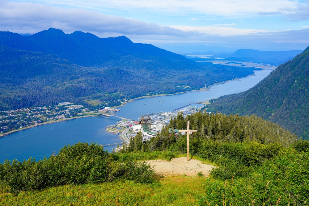 Father Brown's Cross on top of Mount Roberts above Juneau, the capital city of Alaska.