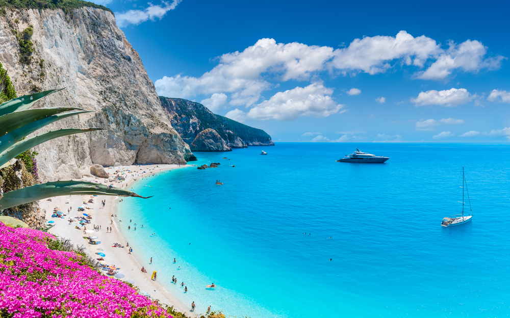 Landscape with Porto Katsiki beach on the Ionian sea, Lefkada island, Greece. One of the 50th birthday trip ideas.